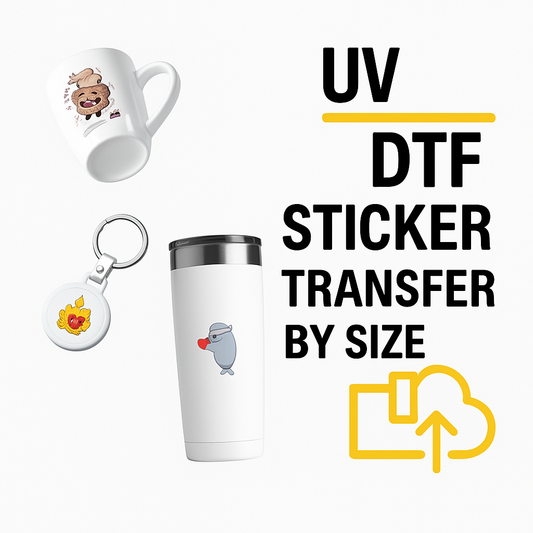 UV DTF Custom Sticker Transfers by Size
